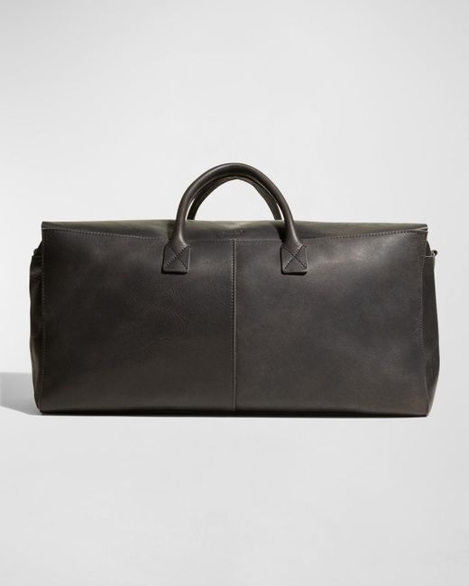 Shinola Black Leather Utility Duffle Bag for men