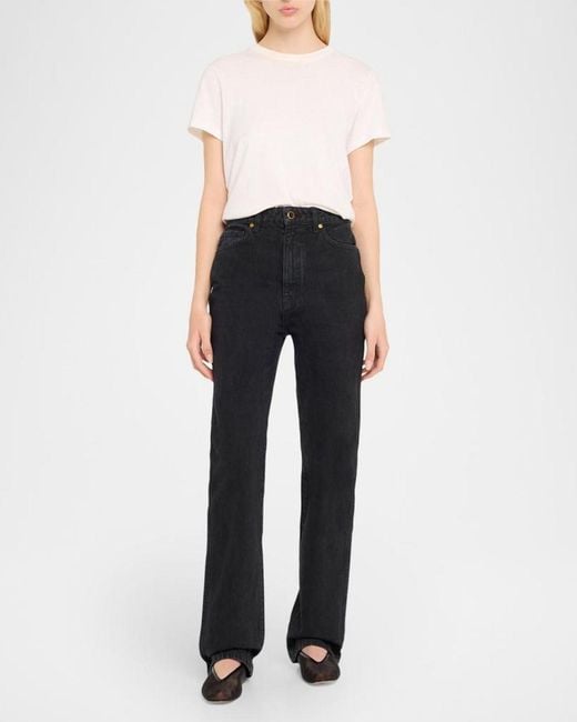 Khaite Blue Danielle Enameled Button Jeans