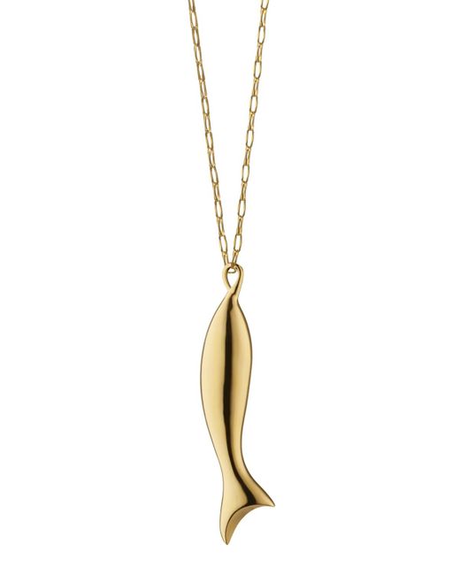 Monica Rich Kosann Metallic 18k Perseverance Fish Charm Necklace, 30"l
