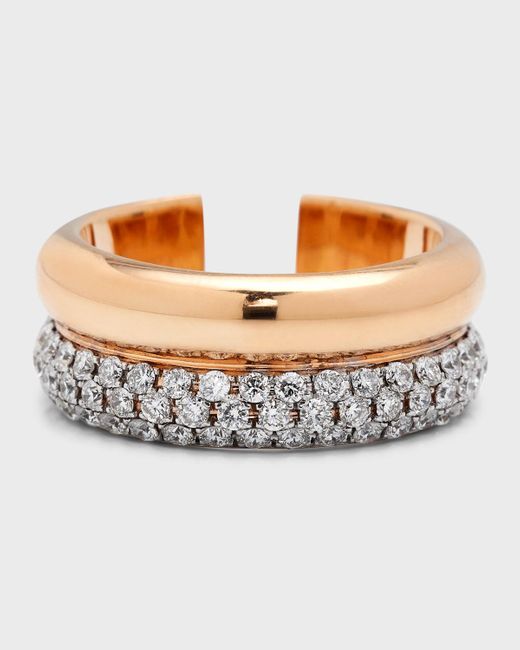 Walters Faith Metallic 18k Rose Gold Thoby Diamond 2-row Tubular Cuff Ring