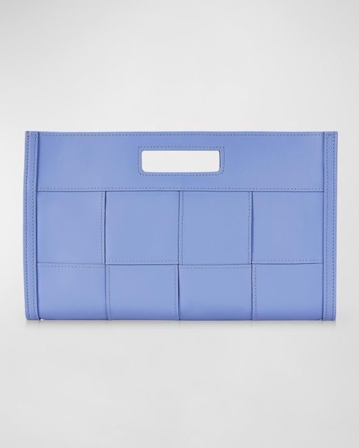 Gigi New York Blue Remy Woven Leather Clutch Bag