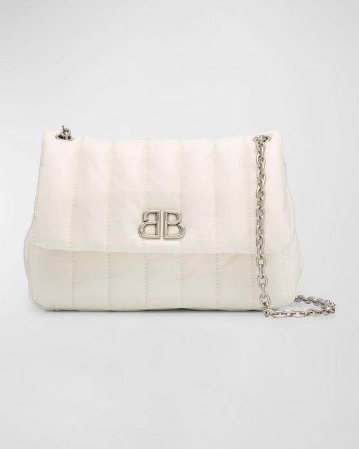 Balenciaga Natural Monaco Mini Quilted Shoulder Bag