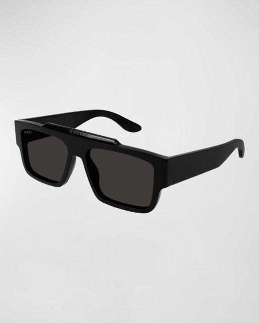 Gucci Black GG1460Sm Acetate Rectangle Sunglasses for men