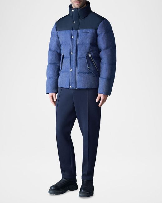 Mackage Blue Apos;S Everett Technical Denim Puffer Jacket for men