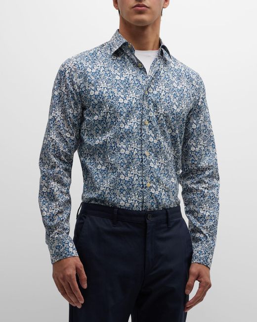 Paul Smith Blue Liberty Classic Fit Organic Cotton Sport Shirt for men