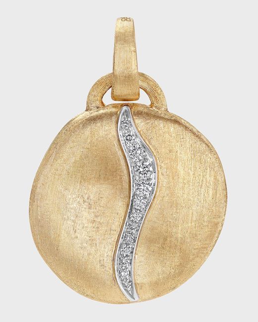 Marco Bicego Metallic 18k Yellow And White Gold Jaipur Round Pendant With Diamonds