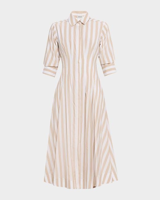 Jonathan Simkhai Natural Jazz Stripe Pintuck Midi Shirtdress