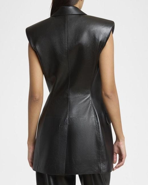 Givenchy Black Sleeveless Double-Breasted Leather Jacket