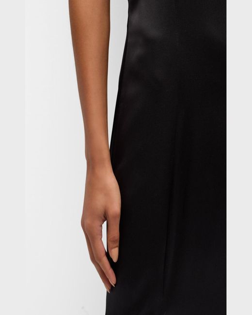 L'Agence Black Zanna Lace-Trim Silk Gown
