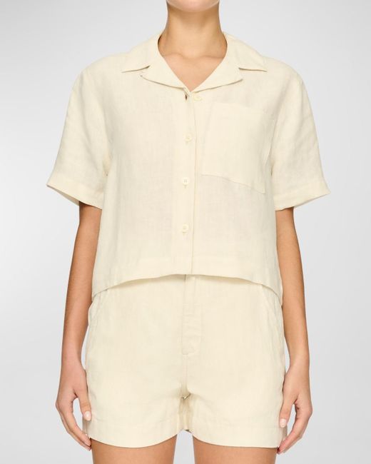 DL1961 Natural Hampton Short-Sleeve Linen Shirt