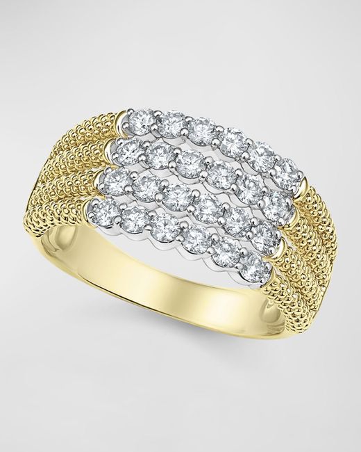 Lagos Metallic 18k Signature Caviar Diamond Superfine 4 Row Ring, Size 7