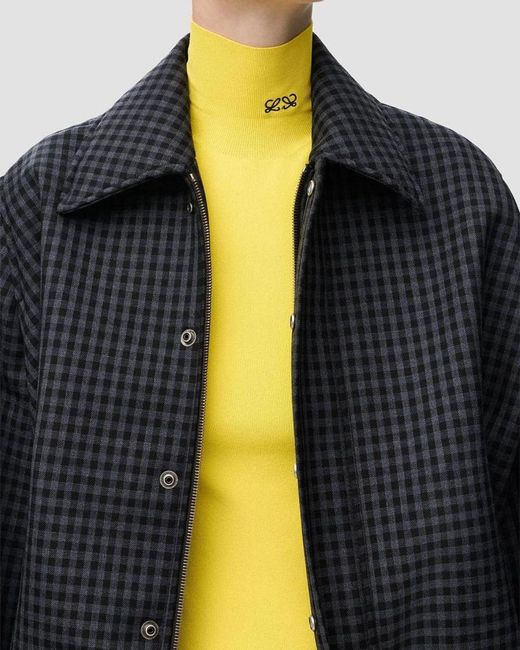Loewe Blue Check Wool-Blend Drawstring Balloon Jacket