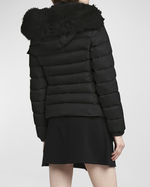 Moncler Black Badyf Faux Fur-Trimmed Hooded Short Down Jacket