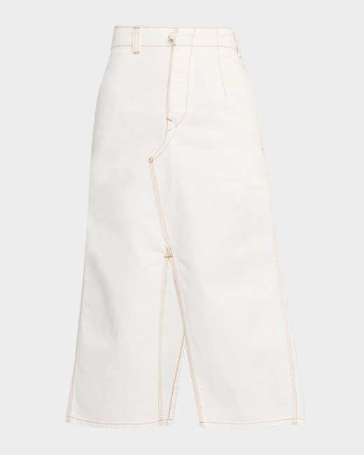 Victoria Beckham White Asymmetric Utility Midi Skirt
