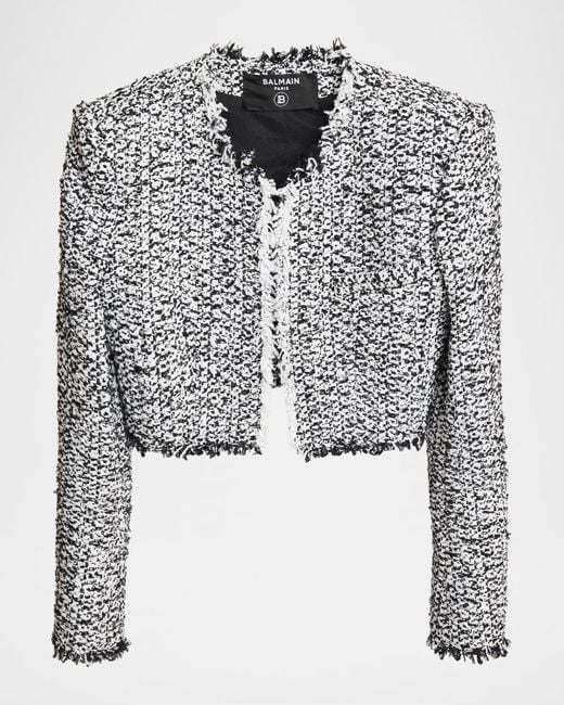Balmain Multicolor Cropped Tweed Jacket