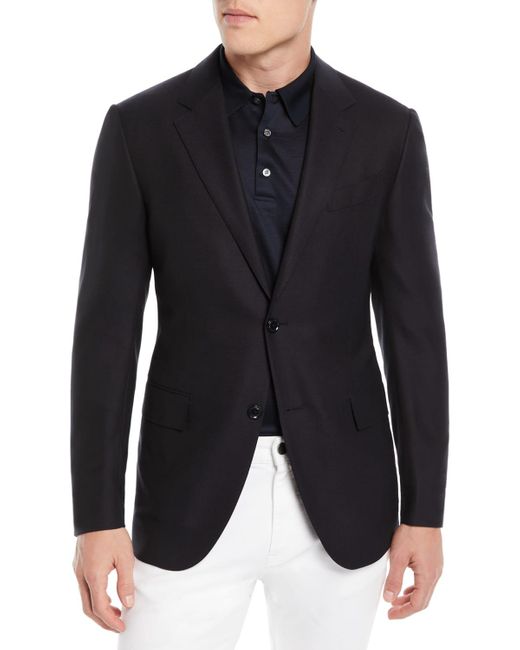 Zegna Black Solid Trofeo Wool Regular-fit Blazer Jacket for men