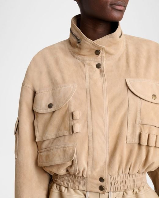 Balmain Natural Suede Multi-Pocket Utility Jacket