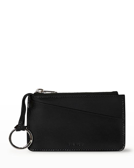 The Row Black Zip Wallet In Calf Leather
