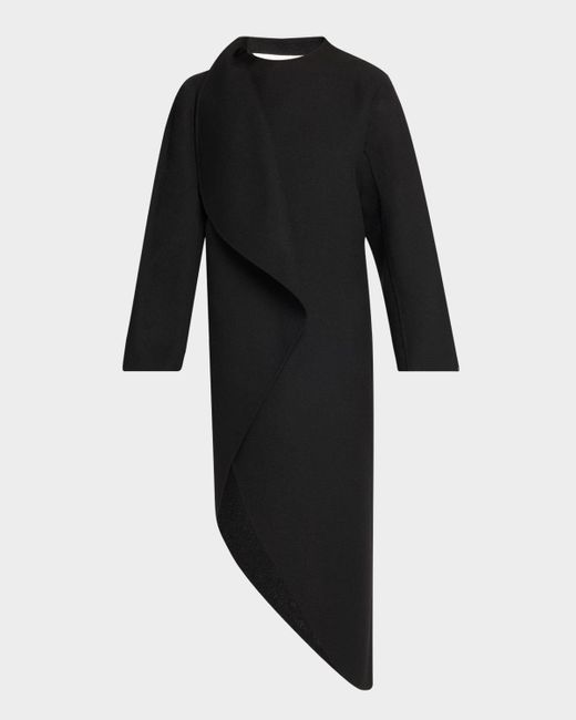 Alaïa Black Asymmetric Wrap Long Coat
