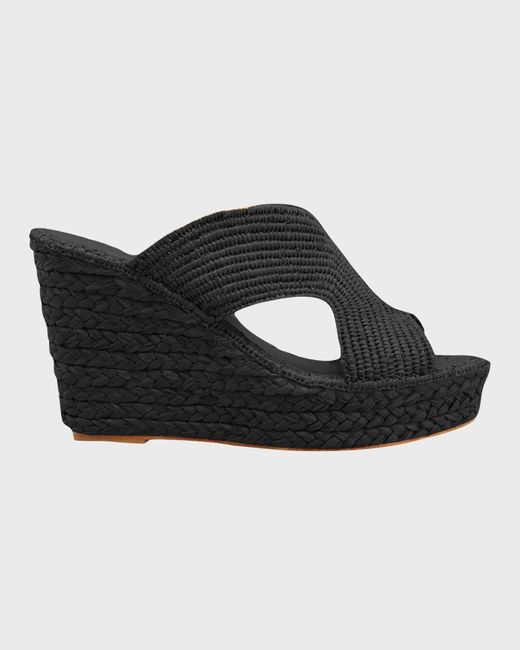 Carrie Forbes Green Lina Cutout Slide Wedge Sandals