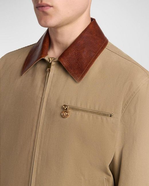 Versace Brown Apos;S Leather Collar Blouson Jacket for men