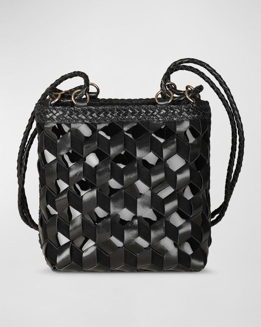 Rafe New York Black Annick Woven Leather Bucket Crossbody Bag