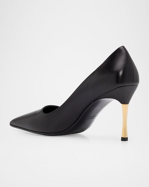 Gucci Black 85Mm Trinity Leather Pointed-Toe Pumps