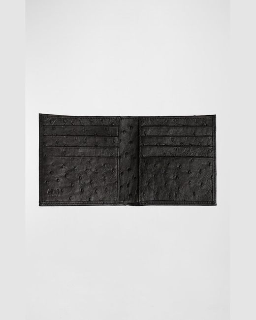 Abas Black Ostrich Bi-fold Wallet for men