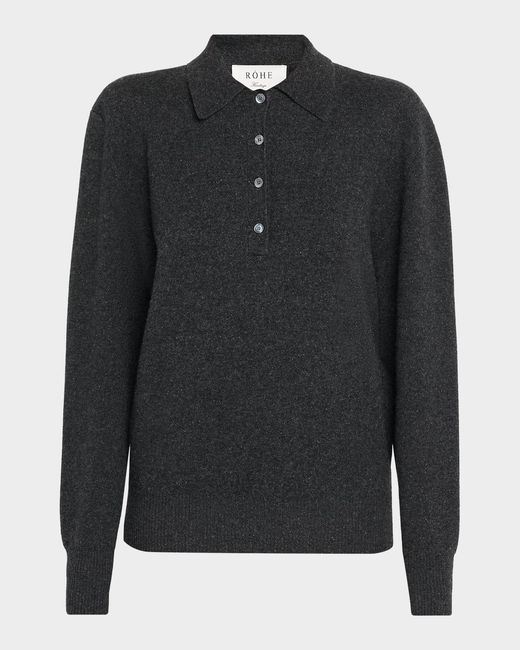 Rohe Black Wool-Blend Polo Sweater