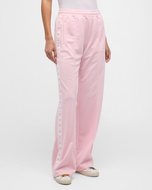 Golden Goose Deluxe Brand Pink Star Collection Wide-leg Track Pants