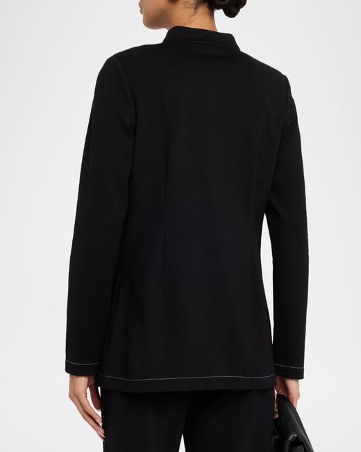 Misook Black Single-Button Ponte Blazer