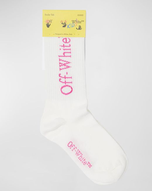 Off-White c/o Virgil Abloh Pink Girl's Big Logo Bksh Mid-calf Socks