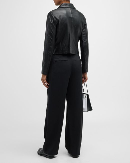 Vince Black Leather Zip-Front Jacket