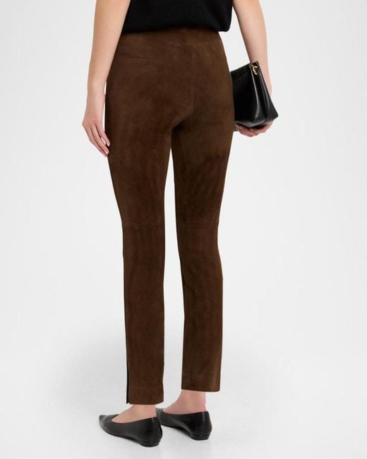 Vince Brown Suede Split-Hem Cropped Pant