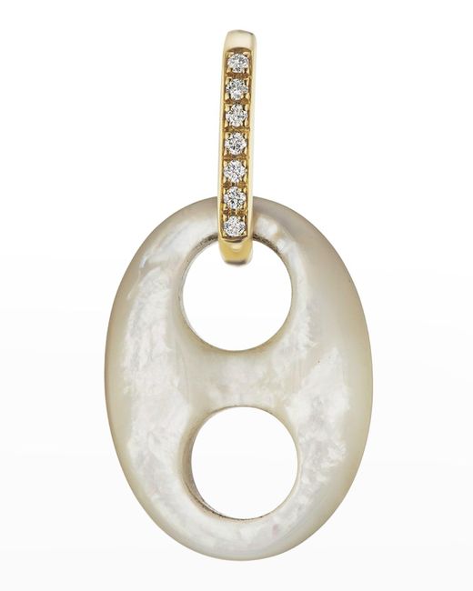 Jenna Blake Metallic Yellow Gold Mariner Link Charm With Diamond Bale And Mother-of-pearl