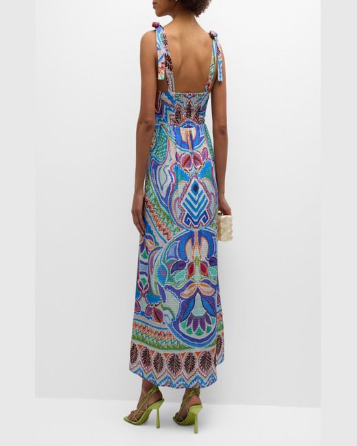 Marie Oliver Blue Zadie Printed Maxi Dress With Tie Straps