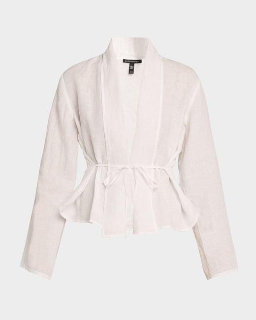 Eileen Fisher Natural Shawl-Collar Lightweight Organic Linen Jacket