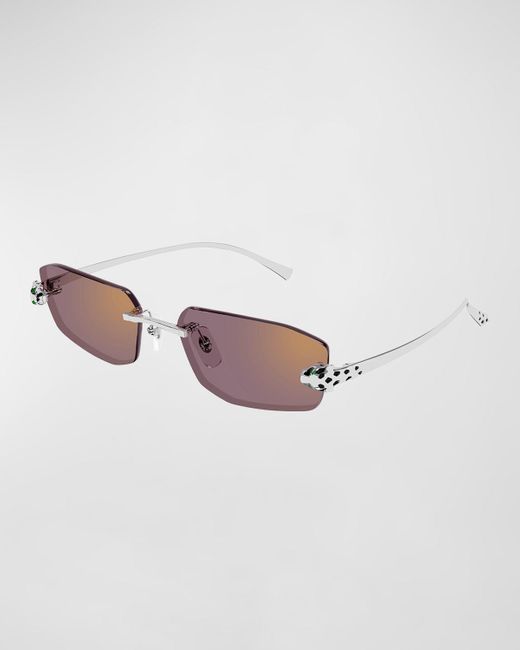 Cartier Pink Rimless Metal Cat-eye Sunglasses