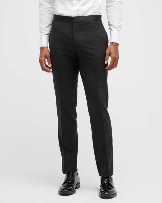 Theory Mayer Stretch-wool Tuxedo Pants in Black for Men | Lyst