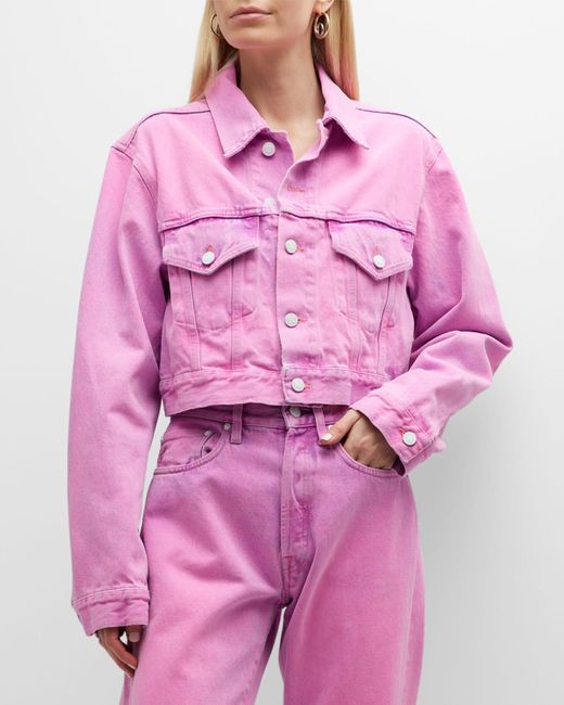 Made In Tomboy Pink Ludo Cropped Denim Jacket