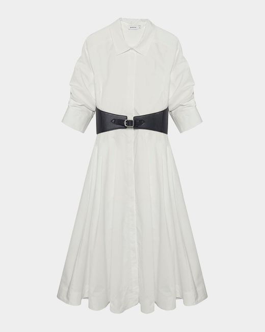 jonathan simkhai shirt dress Jonathan Simkhai Shirt Dress XS Midi Collared Blue Stripe Minimalist Office