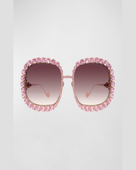Anna Karin Karlsson Pink Starry Sky Rose Mixed-Media Square Sunglasses