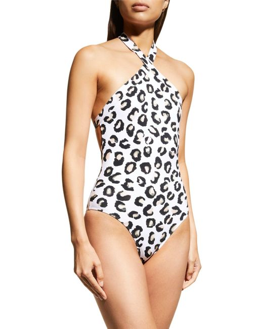 Alaïa Blue Leopard One-piece Backless Swimsuit