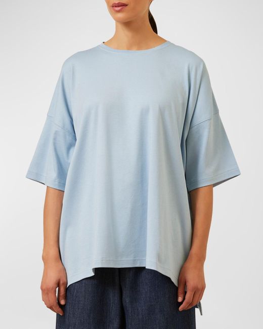 Eskandar Black Short Sleeve Longer Back T-Shirt Mid Plus