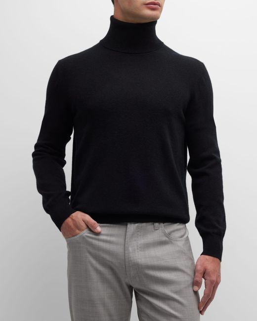 Neiman Marcus Blue Cashmere Turtleneck Sweater for men