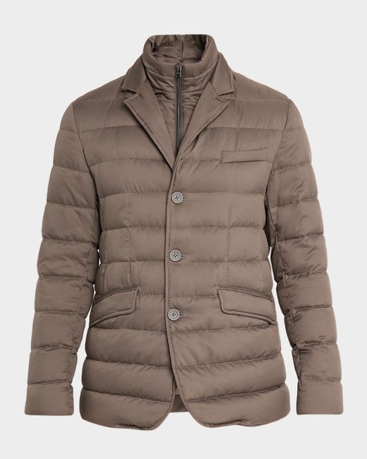 Herno Brown Apos;S Quilted Blazer W/ Bib for men