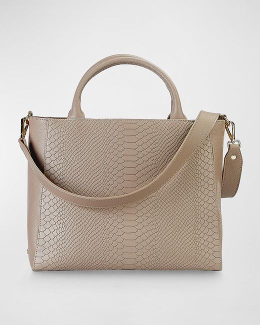 Gigi New York Natural Hudson Python-embossed Top-handle Bag