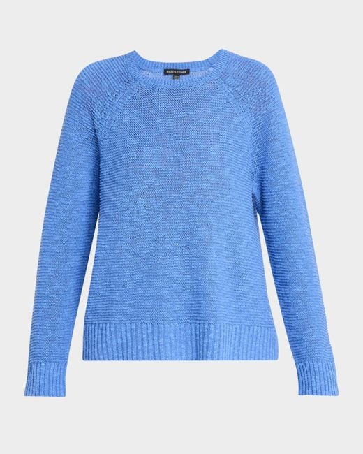 Eileen Fisher Blue Crewneck Raglan-Sleeve Sweater