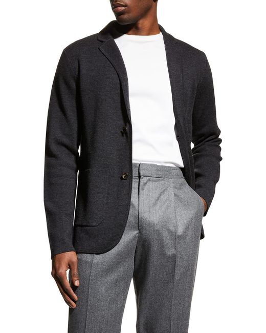 Amicale Black Wool Sweater Blazer for men