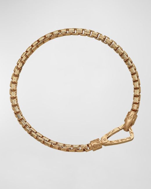 MARCO DAL MASO Metallic Carved Yellow Gold Plated Silver Bracelet With Matte Chain And Polished Clasp for men